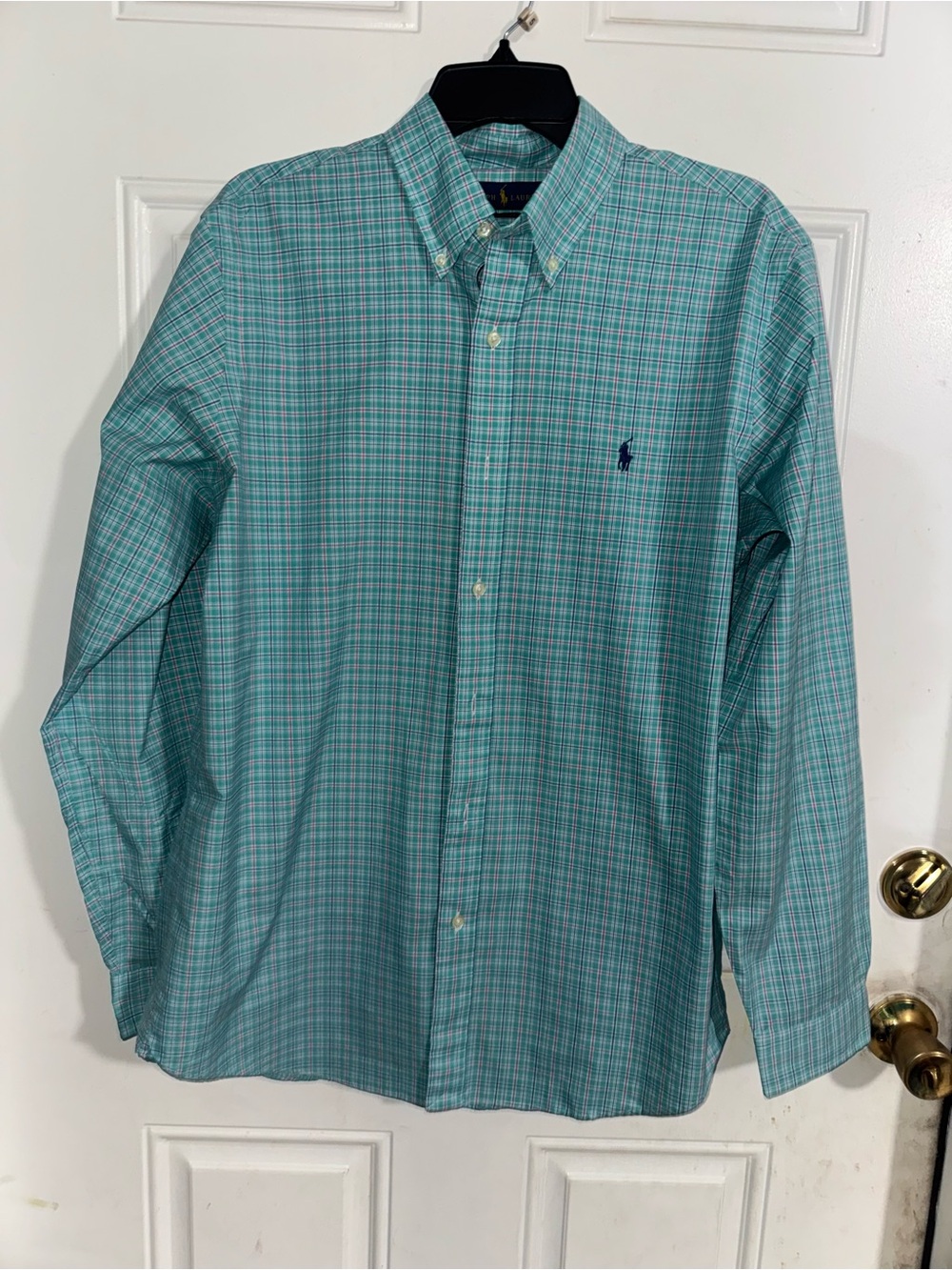 Ralph Lauren Teal and Navy Plaid Button-Down Shirt